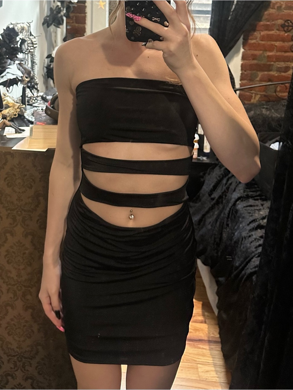 Windsor Black Strapless Cutout Bodycon Dress